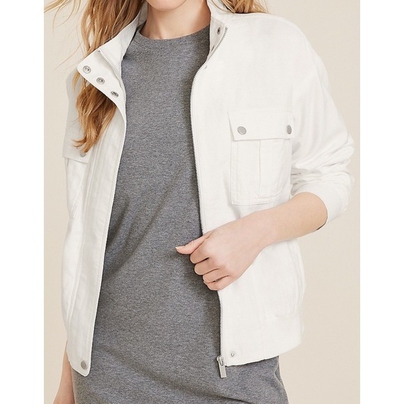 Maurices Jackets & Blazers - Maurice's Womens 100% Cotton Bomber Jacket Zip Front Soft White Sz XXL
